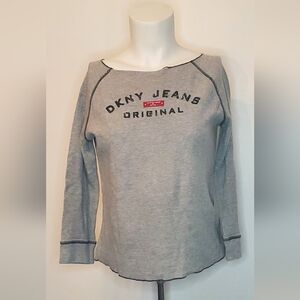 DKNY jeans - t-shirt- 3/4 sleeves - color grey 100%cotton